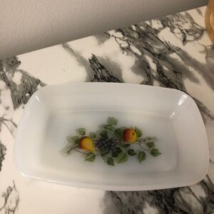 Vintage Arcopal milk glass butterdish fruits de France 🇫🇷